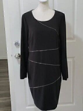 Tribal Womens Black Zipper Long Sleeve Shift Dress Size 10